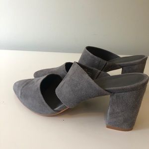 ABLE Suede Block Heel Close Toe Shoes Sandal